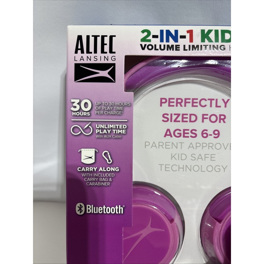 Altec Lansing Kid Safe 2-in-1 Bluetooth Wireless Headphones - Princess Pink - Picture 5 of 9
